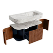MONDIAZ THOR-DLUX 100cm meuble de salle de bains arrondi gauche + droite couleur Ruby avec 1 tiroir et 2 portes. Vasque suspendue CLOUD Droite 1 trou de robinet couleur Glace. SW1467417