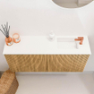 Mondiaz JOYA 90cm toiletmeubel - kleur Oak - Wastafel FAYE positie Rechts 1 kraangat kleur Talc. SW1421117