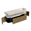 MONDIAZ THOR-DLUX 170cm badmeubel ronding links + rechts kleur Dusk met 1 lade en 2 deuren. Vrijhangende wastafel CLOUD Rechts zonder kraangat kleur Nata. SW1465787