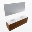 Mondiaz Vica ensemble de meuble de salle de bain - 160cm - meuble sous-vasque repos - 4 tiroirs - lavabo moon double - 2 trous de robinet - couleur talc - miroir LED - version XL 60cm haut SW1091266