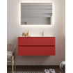 Mondiaz VICA ensemble de meuble de salle de bain - 100cm - meuble sous-vasque fire - 2 tiroirs - lavabo moon droite - 1 trou de robinet - miroir LED - version XL 60cm de haut SW1097988