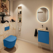 MONDIAZ TURE-DLUX Meuble toilette - 40cm - Jeans - EDEN - vasque Frappe - position centrale - sans trou de robinet SW1102798