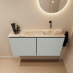 MONDIAZ TURE-DLUX Meuble WC 100 cm Greey. EDEN lavabo Frappe position droite. Sans trou de robinet. SW1102771