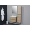 Basic Bella Meuble avec lavabo acrylique sans trou de robinet 60x55x46cm avec armoire toilette à 1 porte gris Chêne SW398088