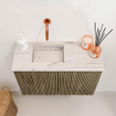 Mondiaz JOYA-DLUX 60cm toiletmeubel - kleur Dusk - Wastafel FAYE positie Links Zonder kraangat kleur Nata. SW1425892