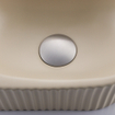 QeramiQ Fuente Ensemble de Lavabo - 40x21.5x12cm - gauche - strié - demi-rond - 1 trou de robinet - céramique - ensemble de robinet en acier inoxydable brossé - bouchon de vidange - siphon réduit - beige SW1233020
