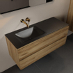 Mondiaz AIVY Ensemble de meuble - 120x45x50cm - 0 trous de robinet - 1 vasque Urban Solid surface - Gauche - 2 tiroirs - avec miroir - Melamine Chai SW892312