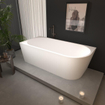 ZEZA Grand Baignoire semi-îlot d'angle - gauche - 180x80x58cm - avec une bonde- acrylique - blanc brillant SW1030592