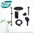 FugaFlow Eccelente Sobrado Ensemble de douche pluie encastrable - thermostatique - bras plafond - barre curseur - pommeau 25cm - douchette ronde - Noir mat SW1124073