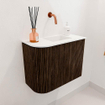 Mondiaz JOYA 51.6cm toiletmeubel - ronding links kleur Walnut - Wastafel FAYE positie Rechts Zonder kraangat kleur Talc. SW1412167