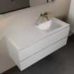 Mondiaz AIVY Ensemble de meuble - 120x45x50cm - 0 trous de robinet - 1 vasque Talc Solid surface - Droite - 2 tiroirs - avec miroir - MDF Talc SW892216