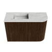Mondiaz JOYA-DLUX Meuble de salle de bains - 61,6cm - arrondi droit couleur Walnut - Vasque FAYE position gauche Sans trou de robinet couleur Opalo SW1422526