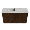 Mondiaz JOYA-DLUX 70cm toiletmeubel - kleur Walnut - Wastafel FAYE positie Links 1 kraangat kleur Glace. SW1422354