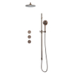Fortifura Nebbio Ensemble de douche pluie - robinet encastré - élément encastré - barre de glissement - flexible de douche métal - douchette ronde - bras mural 35cm - pomme de douche ronde - cuivre brossé PVD (cuivre) SW1237959