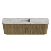 Mondiaz JOYA-DLUX Meuble de salle de bains 123.2cm - arrondis gauche et droite couleur Dusk - Vasque FAYE position Milieu Sans trou de robinet couleur Glace. SW1426221