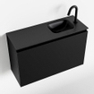 MONDIAZ OLAN Kit lave-mains - 80x30x40cm - 1 trou de robinet - 1 tiroir - urban mat - lavabo à droite - Solid Surface Noir SW473594