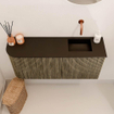 Mondiaz JOYA 91.6cm meuble de salle de bains - arrondi gauche couleur Dusk - Vasque FAYE position Droite Sans trou de robinet couleur Urban. SW1421719