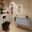 MONDIAZ TURE-DLUX Meuble toilette - 100cm - Plata - EDEN - vasque Glace - position gauche - 1 trou de robinet SW1103475