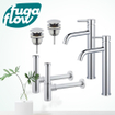 FugaFlow Eccelente Sobrado Kit robinet lavabo - pour double vasque - robinet rehaussé - bonde clic clac - siphon design - Chrome brillant SW1124248