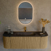 Mondiaz KURVE Ensemble de meuble salle de bain - 140x46x40cm - 1 tiroir - 2 portes - lavabo en solid surface - milieu - 1 trou de robinet - Dusk SW1415113