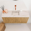 Mondiaz JOYA-DLUX 80cm toiletmeubel - kleur Oak - Wastafel FAYE positie Midden Zonder kraangat kleur Nata. SW1424007