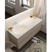 Mondiaz VICA Ensemble de meuble de salle de bain - 120cm - meuble sous-vasque fumée - 4 tiroirs - lavabo lune gauche - 1 trou de robinet - version XL 60cm haut SW1089795