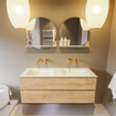 MONDIAZ VICA-DLUX Ensemble meuble de salle de bains - 130cm - meuble bas washed oak - 2 tiroirs - lavabo encastré cloud double - sans perçage pour robinet - version haute 60cm - opalo SW1088489
