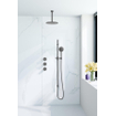 Fortifura Nebbio Ensemble de douche pluie - robinet encastré - élément encastré - barre de douche - flexible de douche lisse - douchette ronde - bras de plafond 20cm - douche de tête 30cm - gunmetal brossé PVD (anthracite) SW1447141
