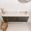 Mondiaz JOYA-DLUX 101.6cm toiletmeubel - ronding links kleur Shadow - Wastafel FAYE positie Rechts 1 kraangat kleur Ostra. SW1423023