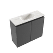 MONDIAZ TURE-DLUX Meuble WC 60 cm Dark Grey. EDEN vasque Ostra position milieu. Sans trou de robinet. SW1104816