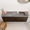 Mondiaz JOYA-DLUX 100cm toiletmeubel - kleur Walnut - Wastafel FAYE positie Rechts 1 kraangat kleur Sombra. SW1424748