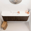 Mondiaz JOYA 113.2cm toiletmeubel - ronding links en rechts kleur Walnut - Wastafel FAYE positie Midden 1 kraangat kleur Talc. SW1421299