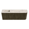 Mondiaz JOYA-DLUX 111.6cm meuble de salle de bains - arrondi droit couleur Shadow - Vasque FAYE position Gauche 1 trou de robinet couleur Nata. SW1425004