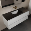 Mondiaz AIVY Ensemble de meuble - 120x45x50cm - 0 trous de robinet - 1 vasque Urban Solid surface - Centre - 2 tiroirs - avec armoire de toilette - MDF Talc SW892460