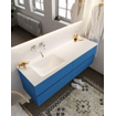 Mondiaz VICA ensemble de meuble de salle de bain - 150cm - meuble sous-vasque jeans - 4 tiroirs - lavabo cloud gauche - sans trou de robinet - miroir LED - version XL 60cm de haut SW1098268