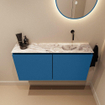 MONDIAZ TURE-DLUX 100cm meuble de toilette Jeans. EDEN lavabo Glace position droite. Sans trou de robinet. SW1103313