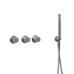 Fortifura Nebbio Ensemble combiné bain - mitigeur thermostatique - coude mural avec support douchette - flexible de douche lisse - barre douchette - Remplissage-vidage de baignoire - inox brossé PVD (inox) SW1238071