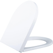 QeramiQ Dely Swirl Ensemble WC- 36.3x51.7cm - Fond creux - Sans bride - Réservoir encastré Geberit UP320 - Abattant de 35mm d'épaisseur - Plaque de commande en cuivre - Boutons ronds - Blanc mat SW1138638