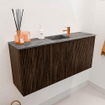 Mondiaz JOYA-DLUX 90cm meuble de salle de bains - couleur Walnut - Vasque FAYE position Milieu 1 trou de robinet couleur Sombra. SW1424738