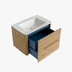 Mondiaz CIRO-DLUX Meuble de salle de bains avec vasque - 70x45x50cm - Plan vasque solid surface Opalo - 1 lavabo central - 1 trou de robinetterie - 2 tiroirs - Chêne SW1531001