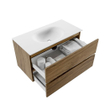 Mondiaz VICA meuble sous lavabo de salle de bains - 90cm - 2 tiroirs - lavabo Moon Talc - sans trou de robinet - Chai SW1187262