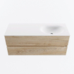 MONDIAZ VICA meuble sous lavabo 120cm Chêne blanchi 2 tiroirs. Lavabo MOON droite 1 trou de robinet, couleur Talc. SW1381935