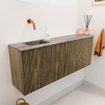 Mondiaz JOYA-DLUX Meuble de salle de bains 111.6cm - arrondi droit couleur Dusk - Vasque FAYE position Gauche Sans trou de robinet couleur Oza SW1426028
