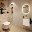 MONDIAZ TURE-DLUX Meuble toilette - 40cm - Talc - EDEN - vasque Frappe - position droite - sans trou de robinet SW1102583