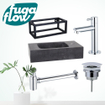 FugaFlow Eccelente Arredo fonteinset - 40x22x24.5cm - 1 kraangat - natuursteen - zwart frame - fonteinkraan chroom - zwart - Black Friday - SW1125290