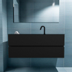 MONDIAZ ADA Toiletmeubel - 120x30x50cm - 1 kraangat - 2 lades - urban mat - wasbak midden - Solid surface - Zwart SW472879