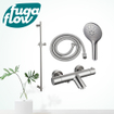 FugaFlow Eccelente Sobrado Mitigeur baignoire - avec barre curseur - douchette ronde - flexible en métal - Inox brossé PVD SW1123988