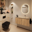 MONDIAZ TURE-DLUX 100cm meuble WC Washed Oak. EDEN lavabo Frappe position droite. Sans trou de robinet. SW1103073