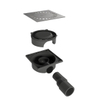 Easy Drain Aqua Compact siphon de sol avec corps de siphon en ABS grille inox et sortie latérale 15x15cm profondeur d’encastrement 60mm incl. sortie réglable Ø50/Ø40m 2302765