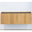 Adema Holz Ensemble de meuble - 120x45x45cm - 2 vasques en céramique Blanc - sans trous de robinet - 1 tiroir - Chêne SW1025686